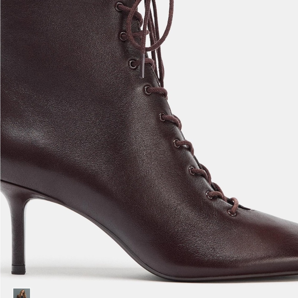 Zara Dark Brown Lace-Up Women's Boots - Picture 2 of 5